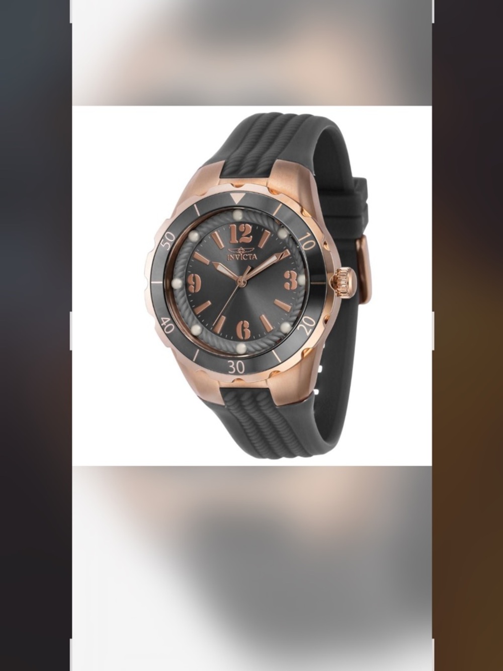Invicta Rose Gold and Black Sport Silicone Watch